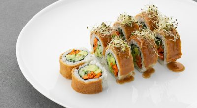 Vegetarian menu Vegan inari roll